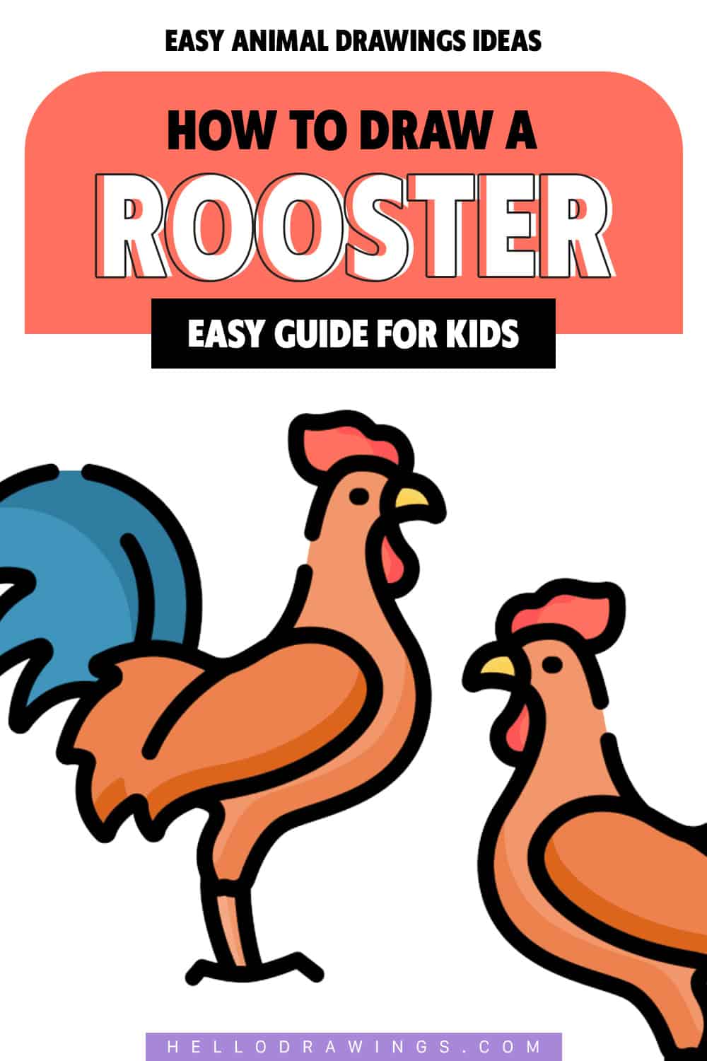 rooster drawing tutorial for kids