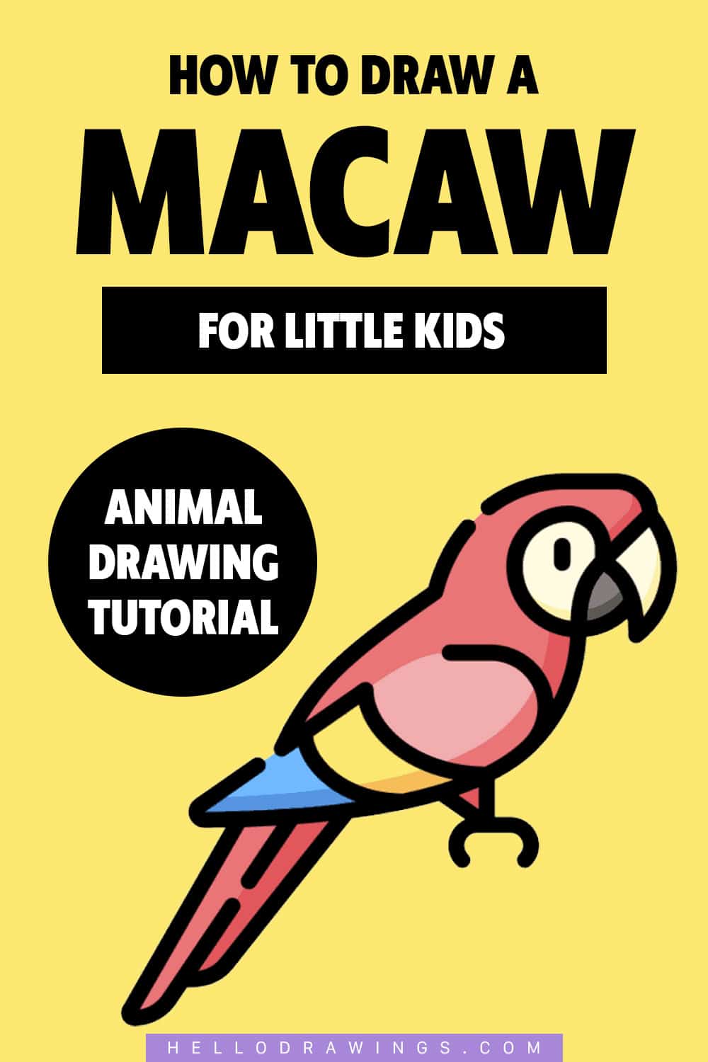 macaw drawing tutorial for kids